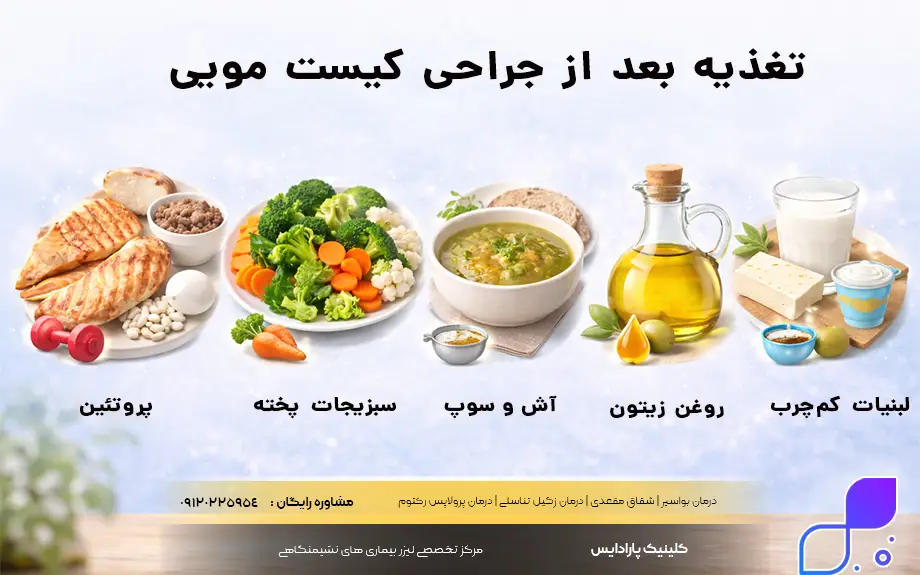 تغذیه بعد از جراحی کیست مویی