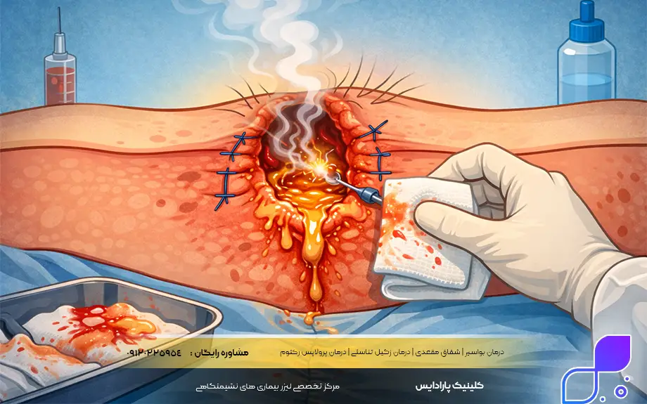 عکس عفونت کیست مویی بعد از عمل